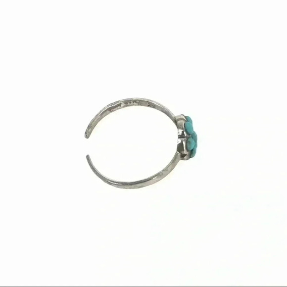 925 STERLING SILVER BEADED FLOWER ADJUSTABLE OPEN TOE RING SIZE XS - Picture 4 of 12